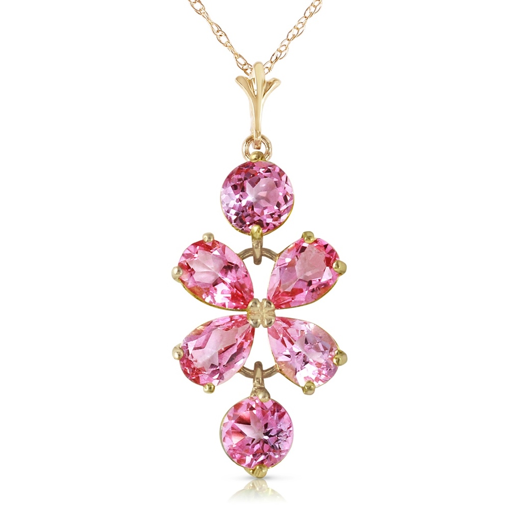 GOLD NECKLACE WITH NATURAL PINK TOPAZ - Picture 3 of 6